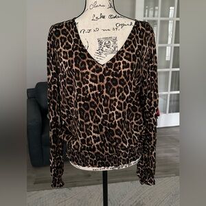 Michael Kors long sleeve leopard print blouse size 1X